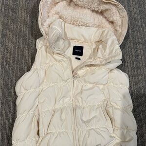 GAP Kids Cream Hooded Puffer Vest